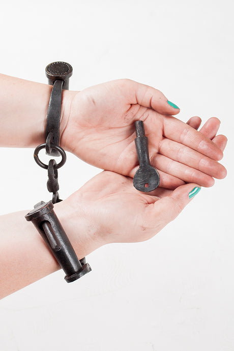 Antique 12" Iron Hand Cuffs
