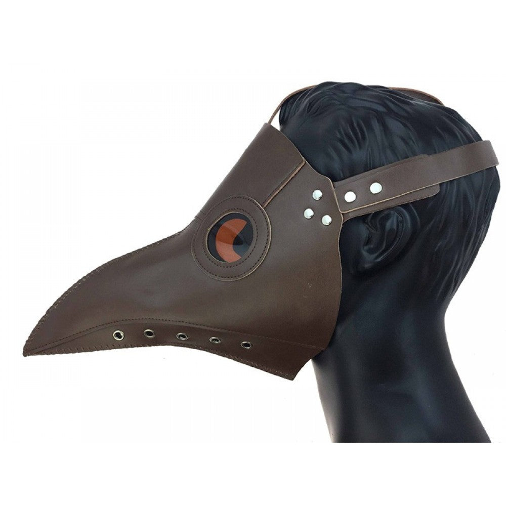 Brown Faux Leather Plague Doctor Mask