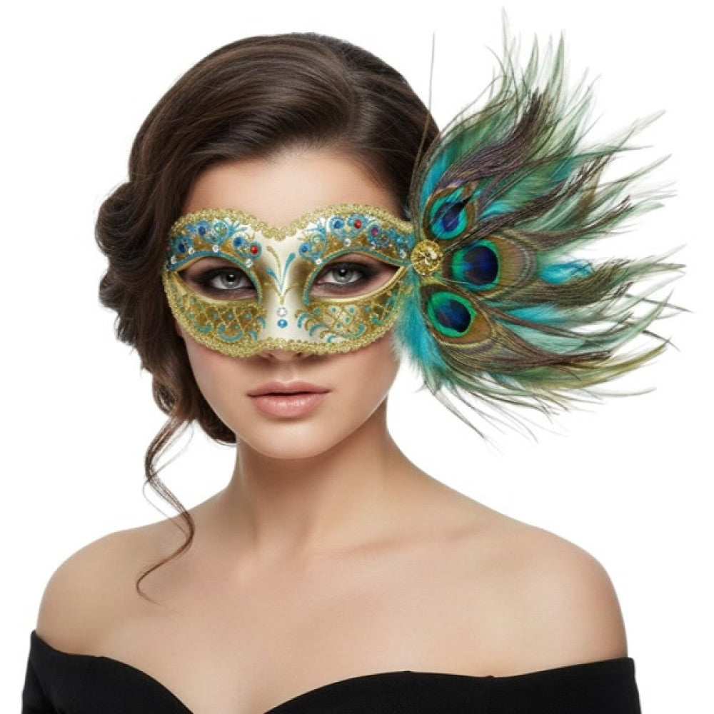 Gold Peacock Masquerade Mask
