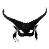 Black Venetian Lace Horned Mask