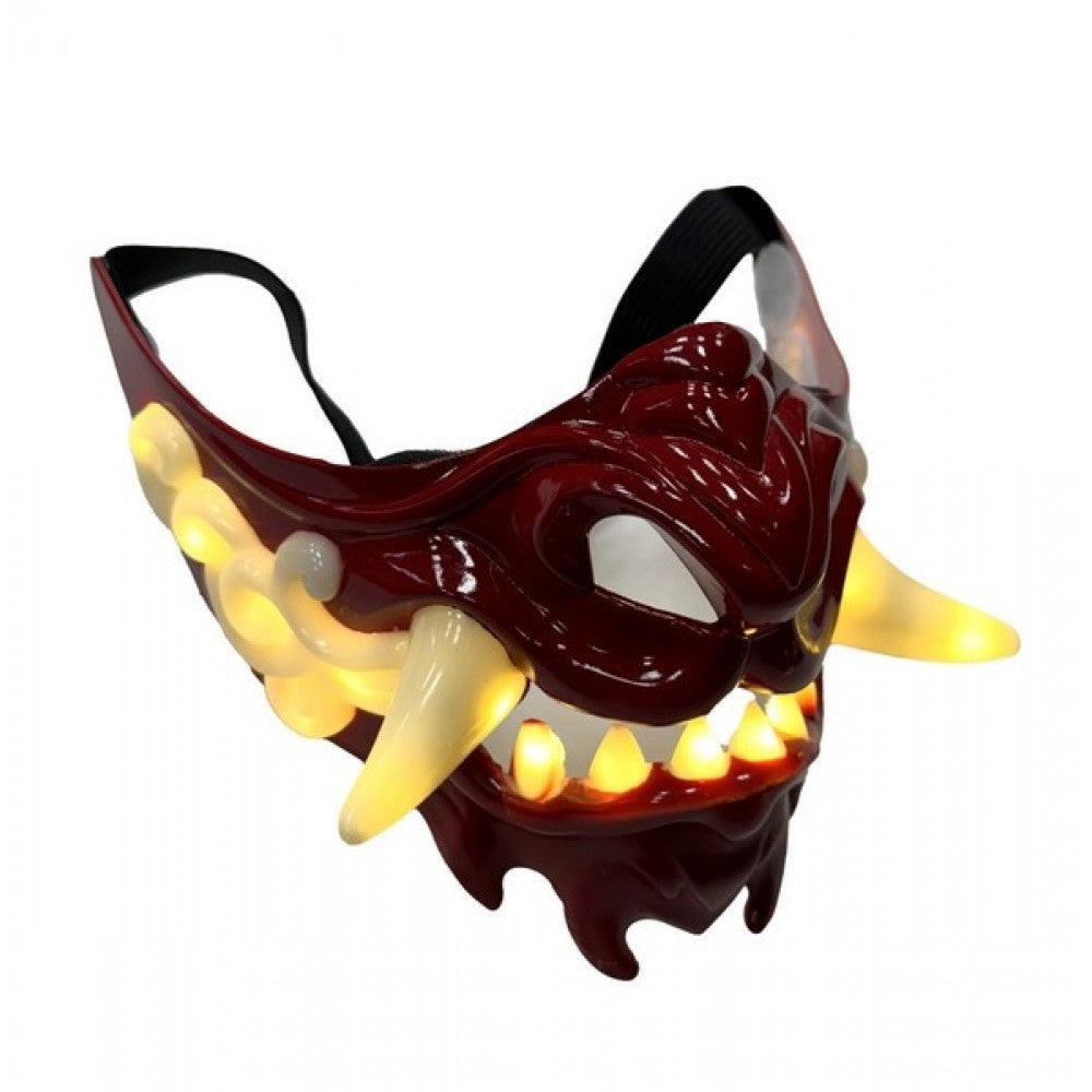 Red Light-Up Oni Tusks Mask