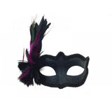 Black Purple Feather Masquerade Mask