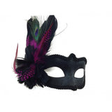 Black Purple Feather Masquerade Mask
