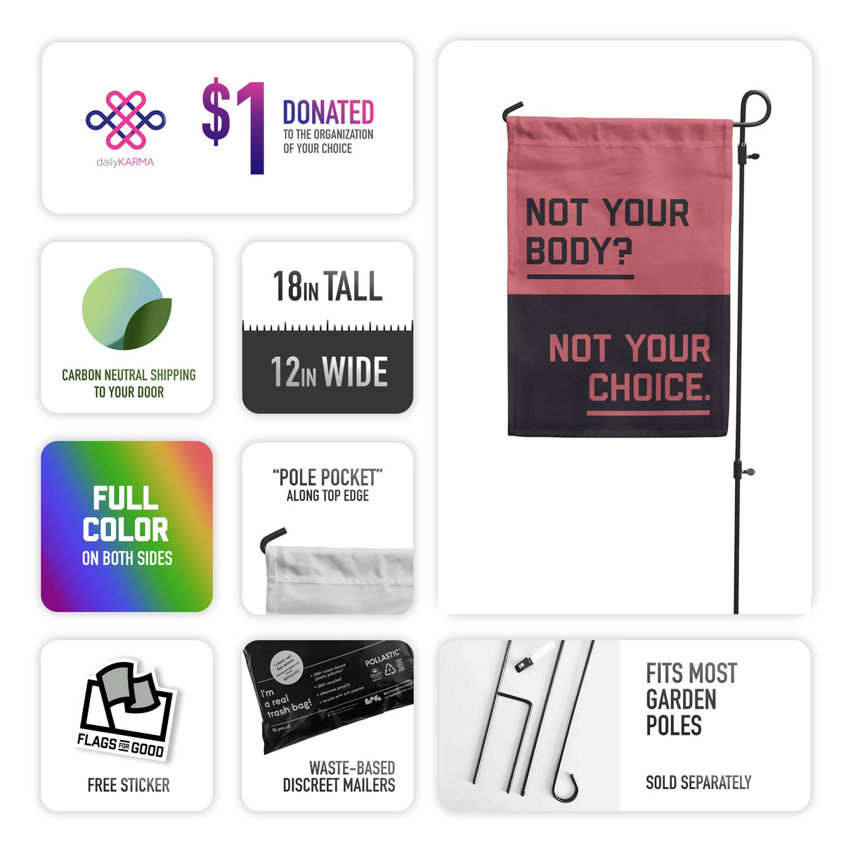 "Not Your Body? Not Your Choice." Garden Flag