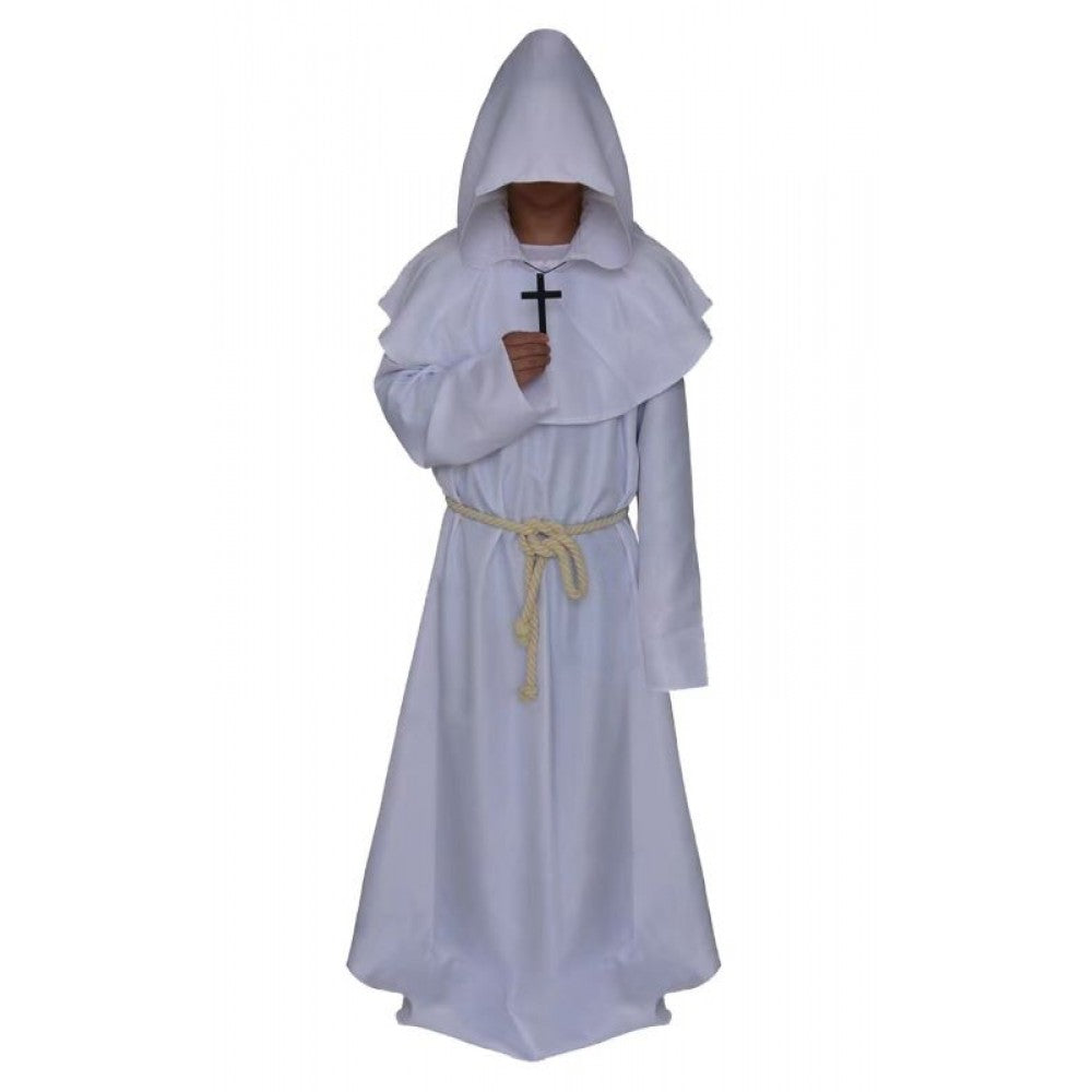 White Robe Red Mask White Monk Robe With Hood – The Life of the Party