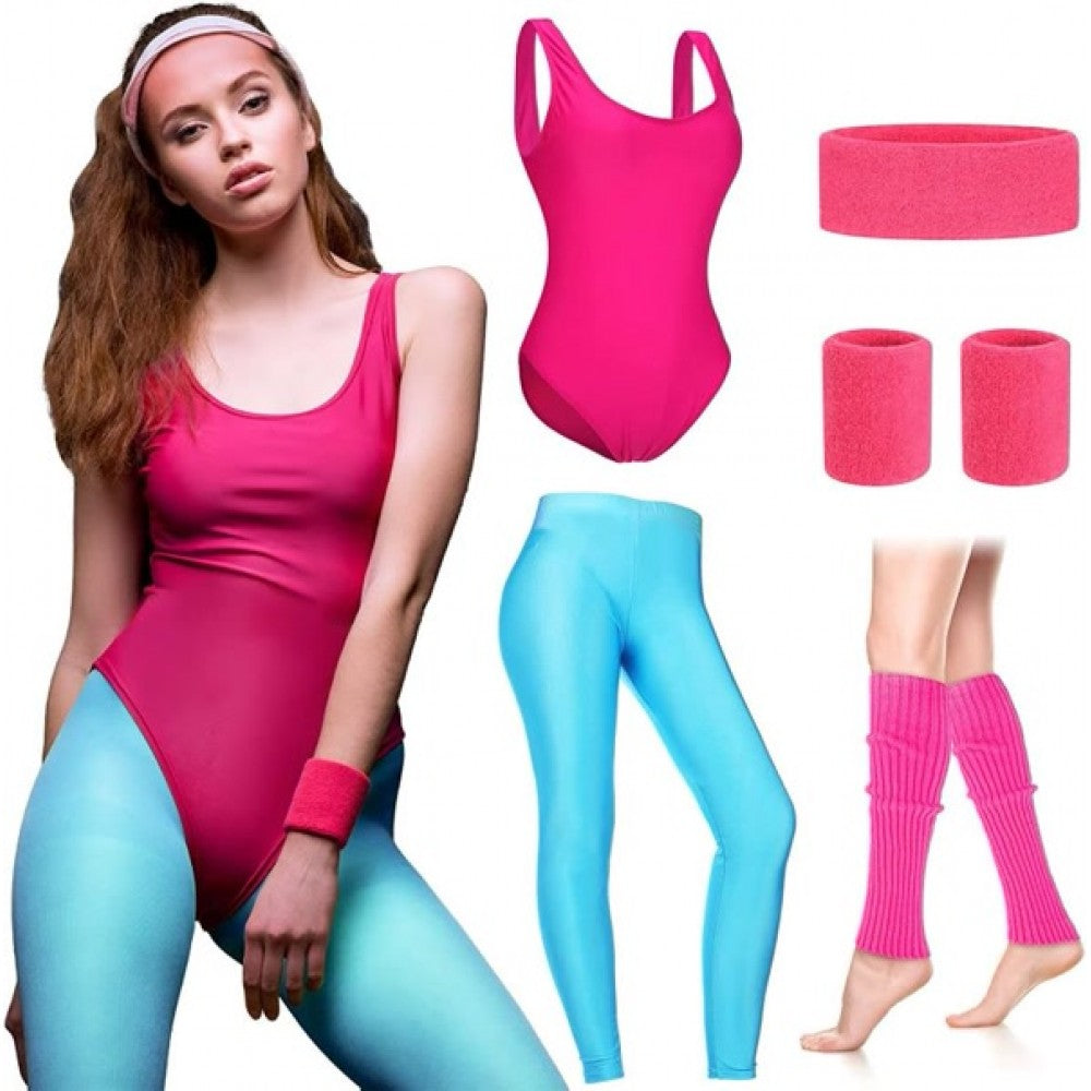 80's Pink & Blue Workout Costume Set