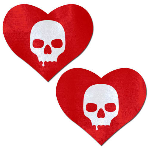 Love: Sullen Skull Red Heart Nipple Pasties