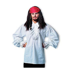 Ruffled shirt — white cotton with lace cuffs and ascot, fits chest up to 46"