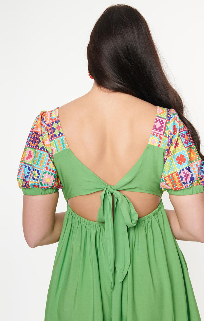Lime Green Crochet Print Babydoll Dress The Life of the Party Lime Green Crochet Print Babydoll Dress The Life of the Party