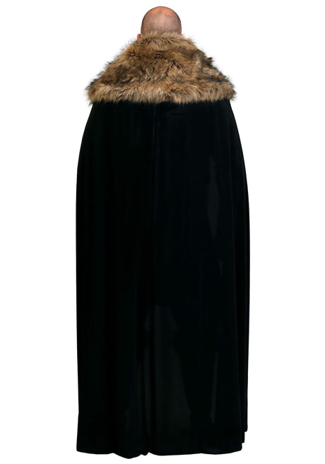 Adult Black Faux Fur Collar Viking Cape