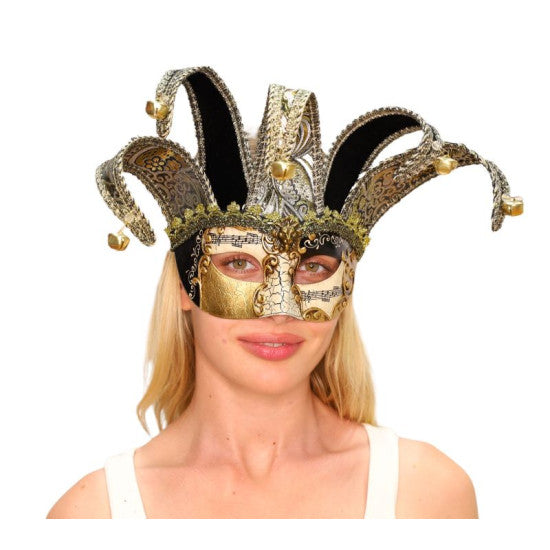 Black Gold Venetian Jester Mask