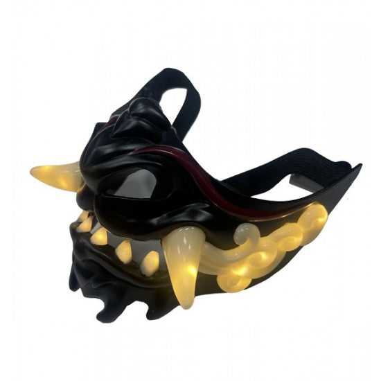 Black Light-Up Oni Tusks Mask