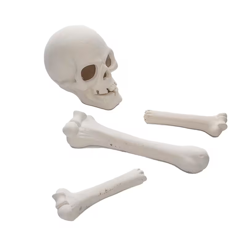 11" Ceramic Skull & Bones Fire Log Halloween Decoration