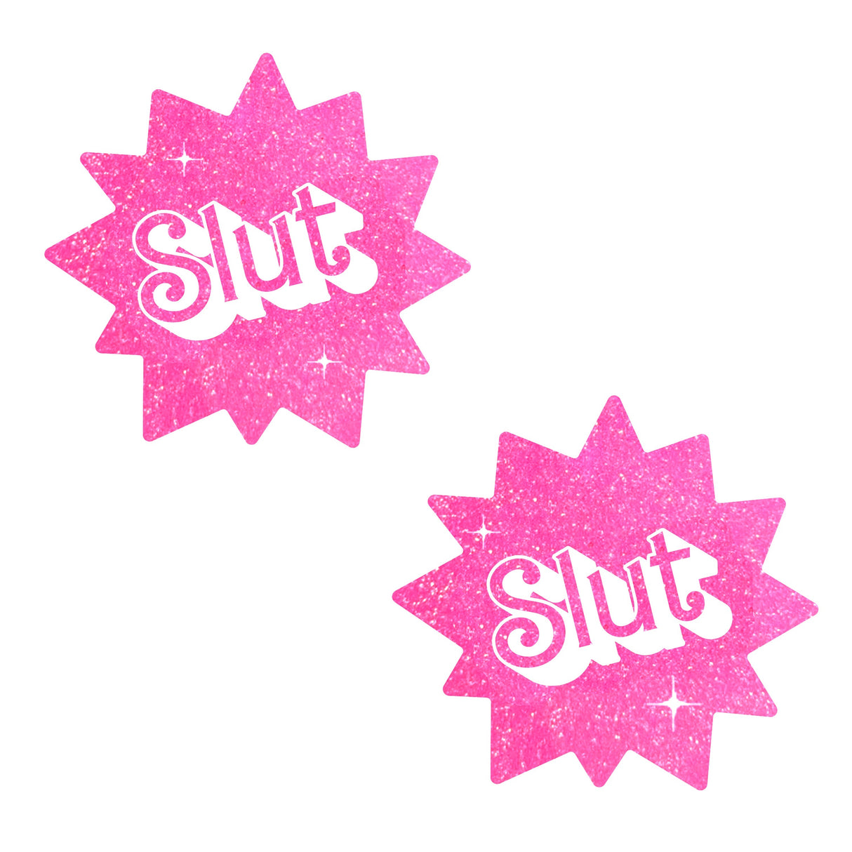 Barbie Babe Sassy Slut UV Pink Glitter Pasties