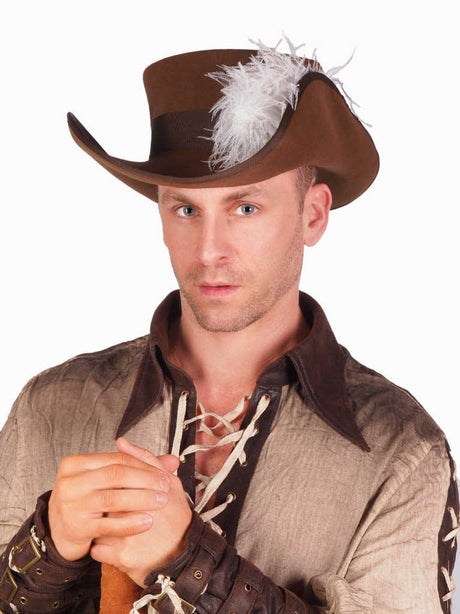 Brown Wool Felt Musketeer Hat