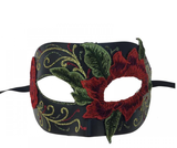 Black Mask with Red Floral Embroidery