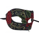 Black Mask with Red Floral Embroidery
