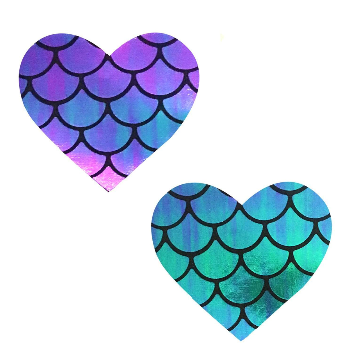 Mischievous Mermaid Iridescent Holographic I Heart U Nipple Pasties