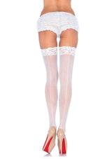 Sheer Lace Top Stockings With Backseam