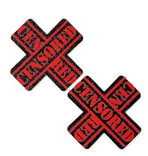 Red Censored On Black Malice Glitter X Pasties