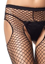 Industrial Fishnet Garter Belt Pantyhose Black O/S