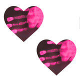 Temperature Reactive Black to Neon Pink Heart Nipple Cover Pasties