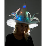 Light Up White Witch Hat