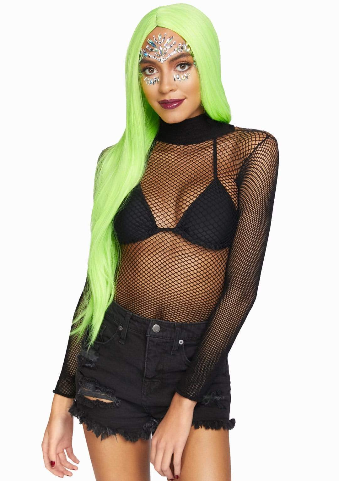 Fishnet Long Sleeved Bodysuit w/ Snap Crotch