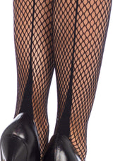 Fishnet Cuban Heel Backseam Thigh Highs