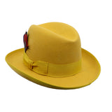 Yellow Wool Fedora with Feather