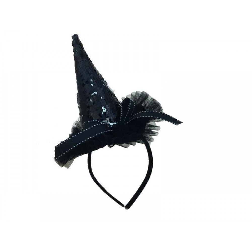 Black Mini Sequined Witch Hat