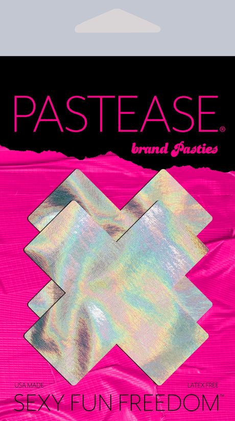Plus X: Silver Holographic Cross Nipple Pasties