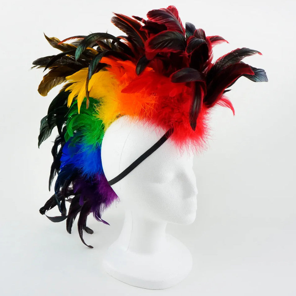 Rainbow Feather Mohawk-Coque