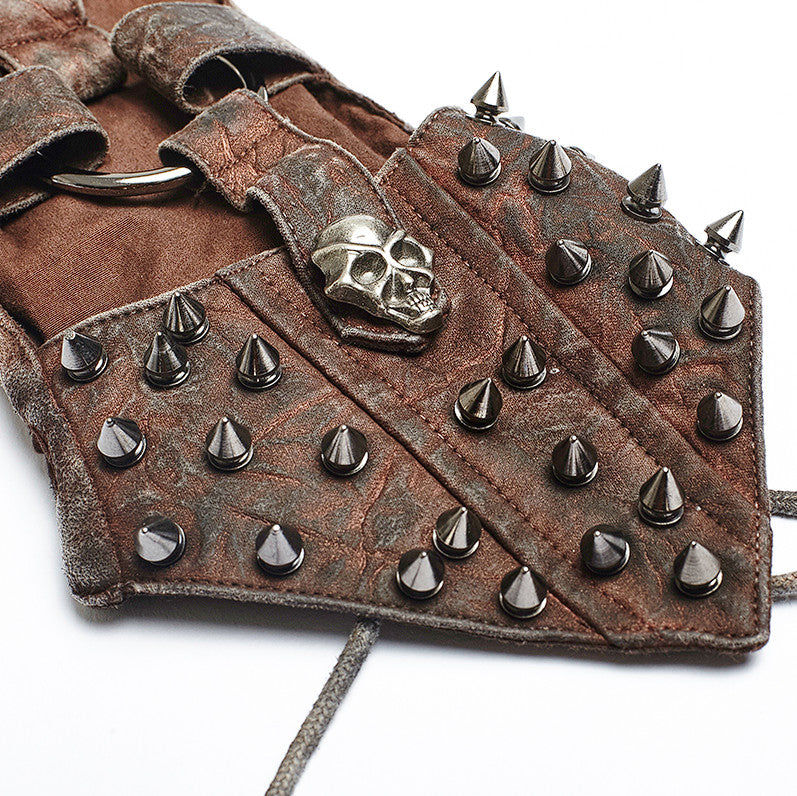 Handsome Cross Spike Steampunk Gloves