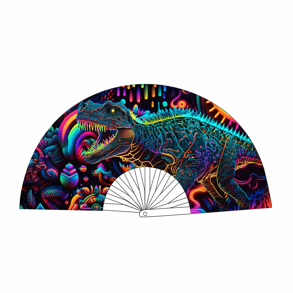 Mini Fan Xenosaurus Dino Fan Neosauraus Neon Blacklight Folding Fan – The Life of the Party