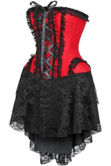 Top Drawer Steel Boned Strapless Red/Black Lace Victorian Corset Dress