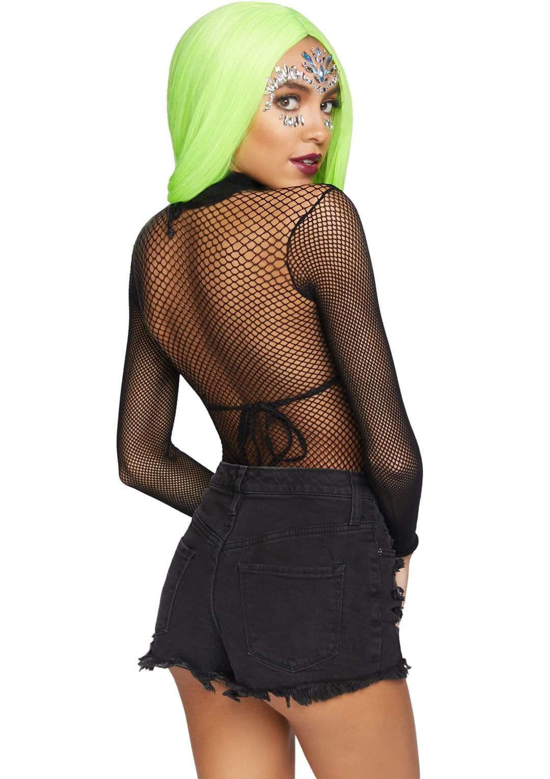 Fishnet Long Sleeved Bodysuit w/ Snap Crotch