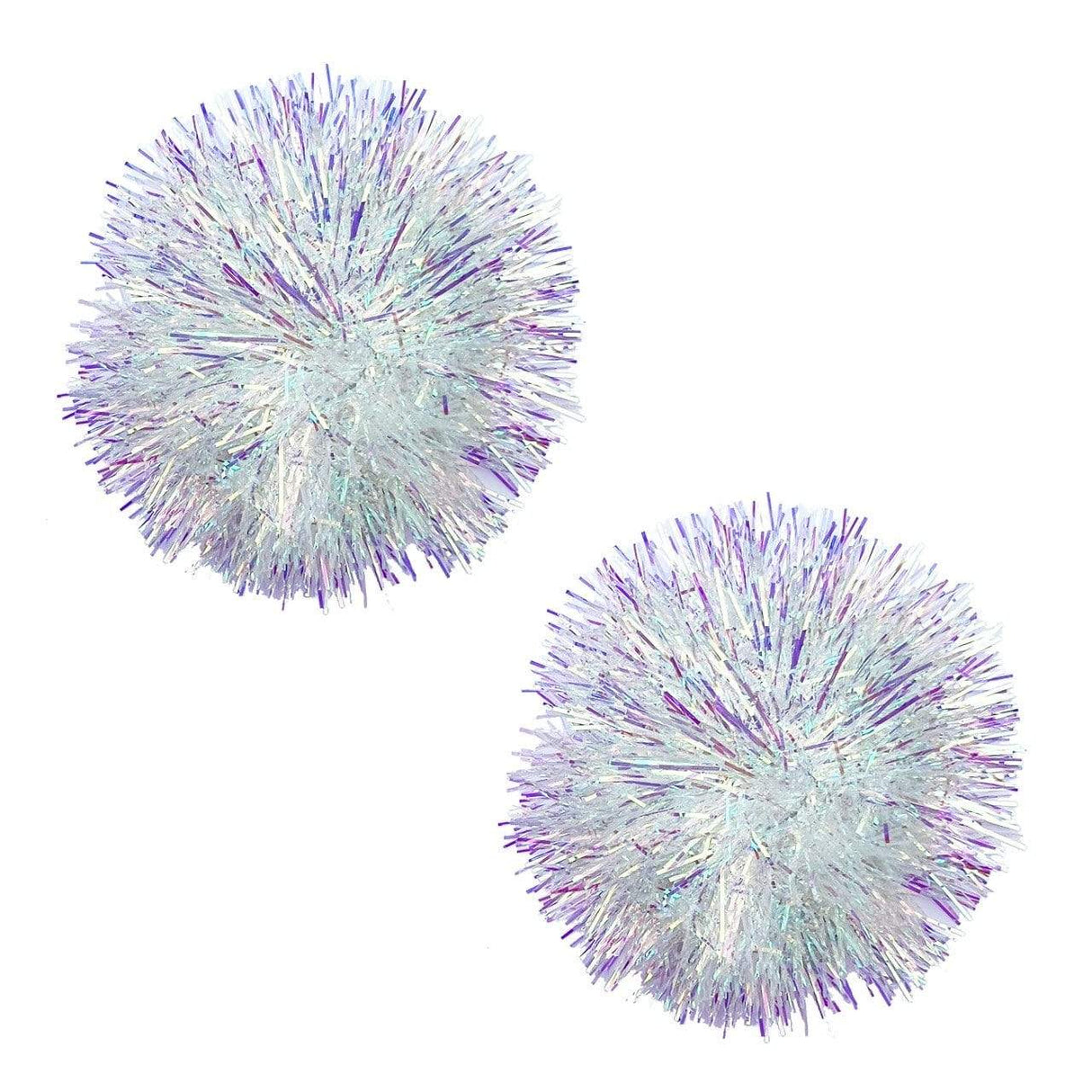 White Snow Bunny Tinsel Iridescent Pom Pom Reusable Nipple Pasties