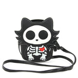 Glow in the Dark Sugar Skull Cat Crossbody Bag in Vinyl