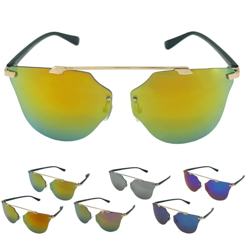 Rimless Angular Mirror Sunglasses