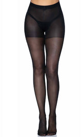 Black Sheer Open Back Crotchless Pantyhose