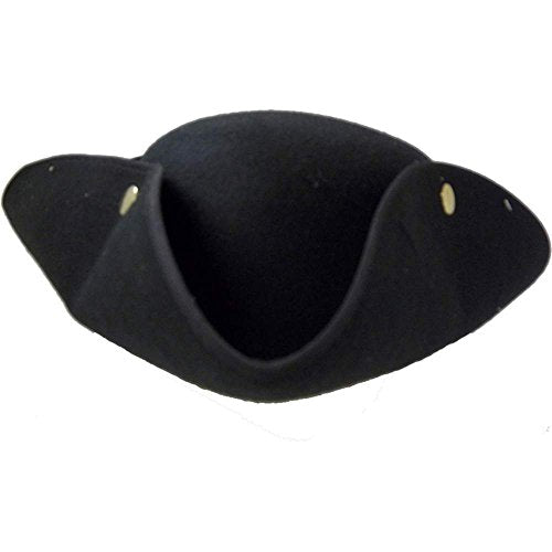 Deluxe Black Felt Tricorn w/ Snaps