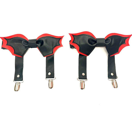 Black/Red Bat Leg Garters